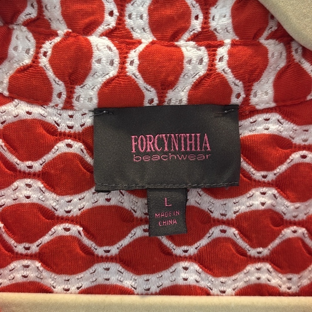 Forcynthia Beachwear Coverup in Orange and White Size Large - Picture 3 of 6